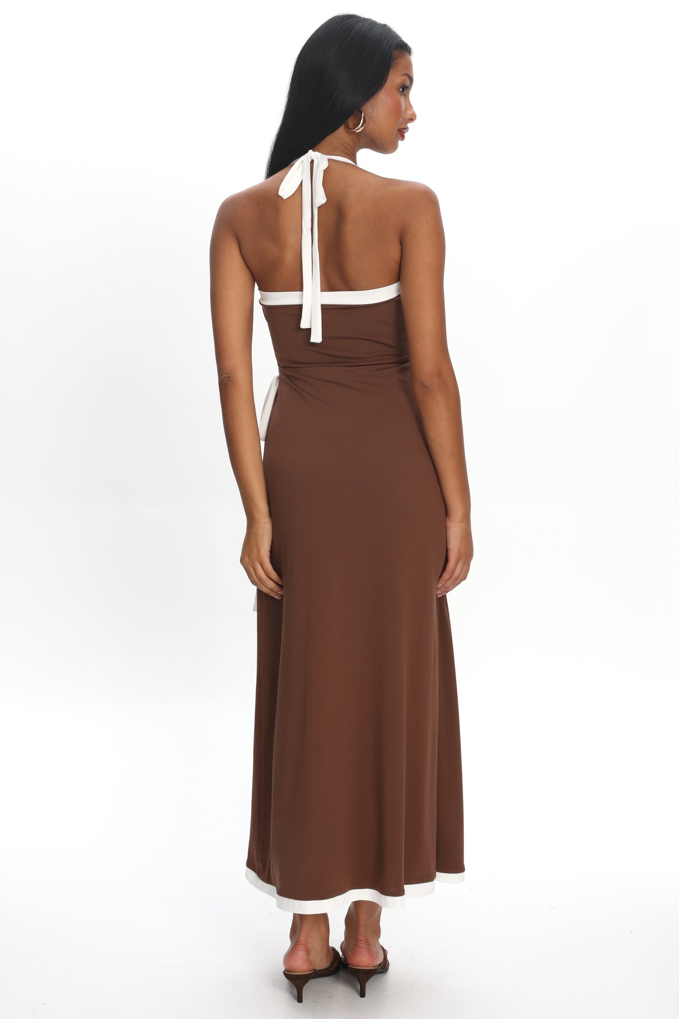 Belira Wrap Front Midi Dress Chocolate Secondary image