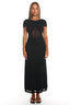 Reba Sheer Waist Ruched Maxi Waist Black