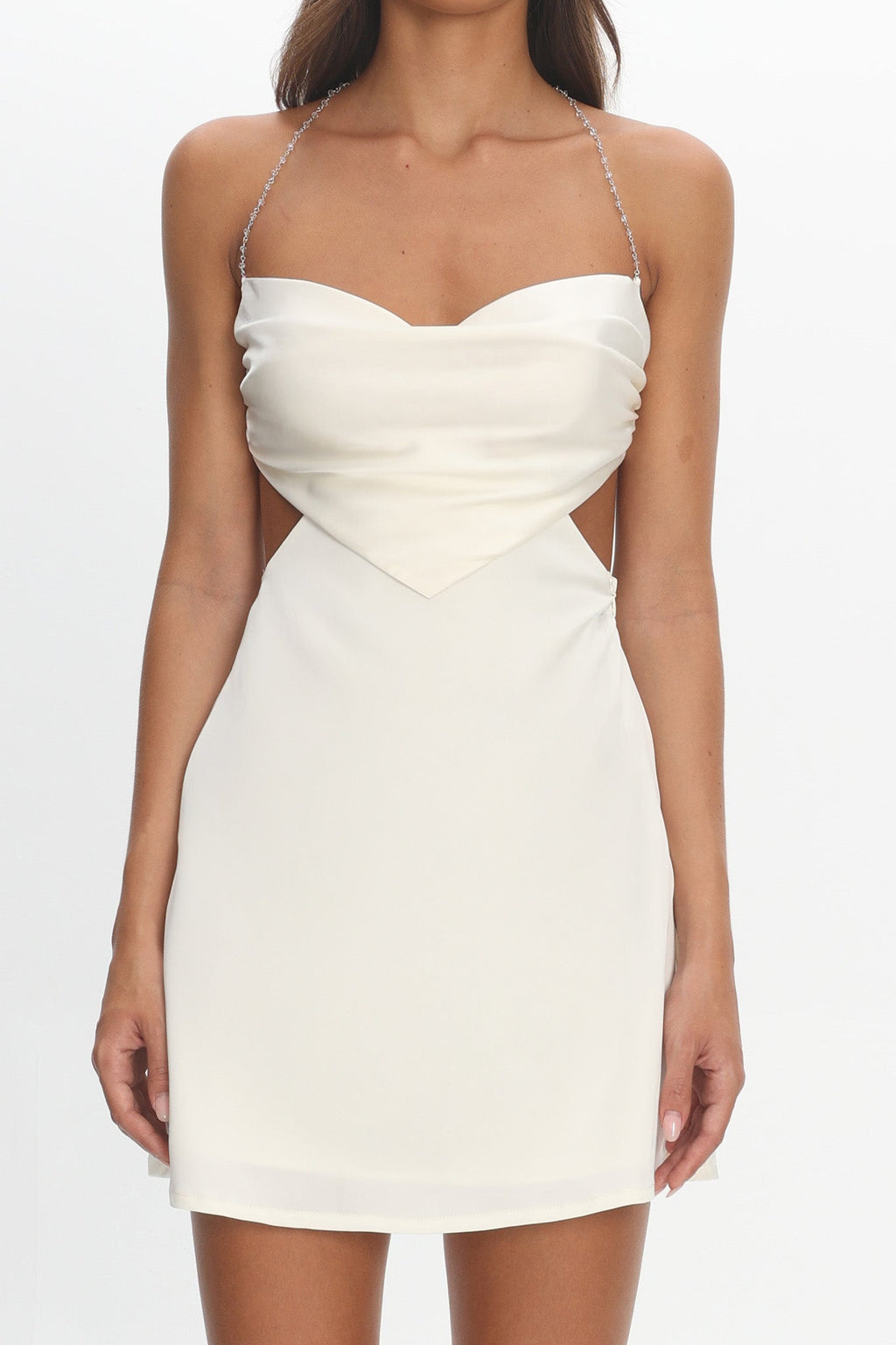 Keke Bead Strap Cut-Out Mini Dress Ivory