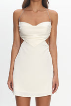 Keke Bead Strap Cut-Out Mini Dress Ivory