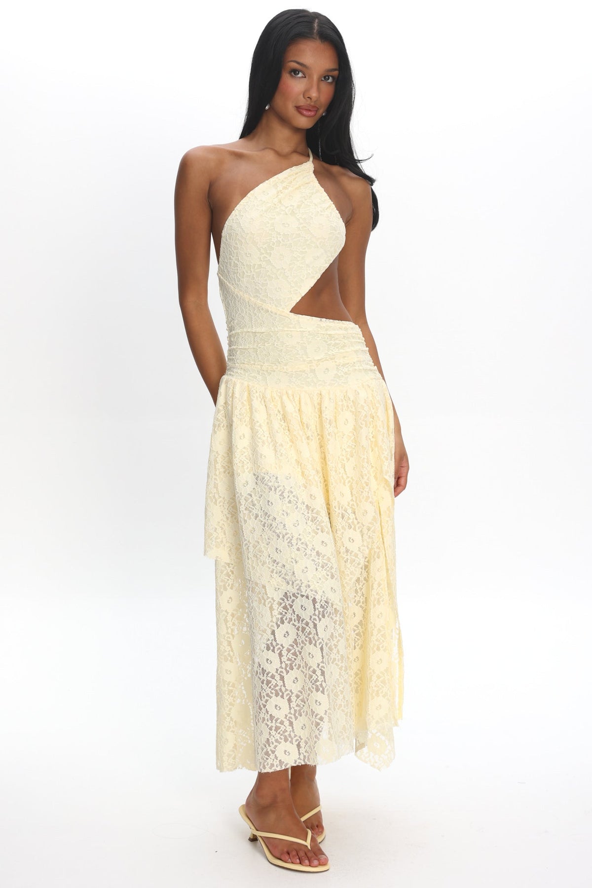 Call Back Cut-Out Waist Midi Dress Lace Butter Main image