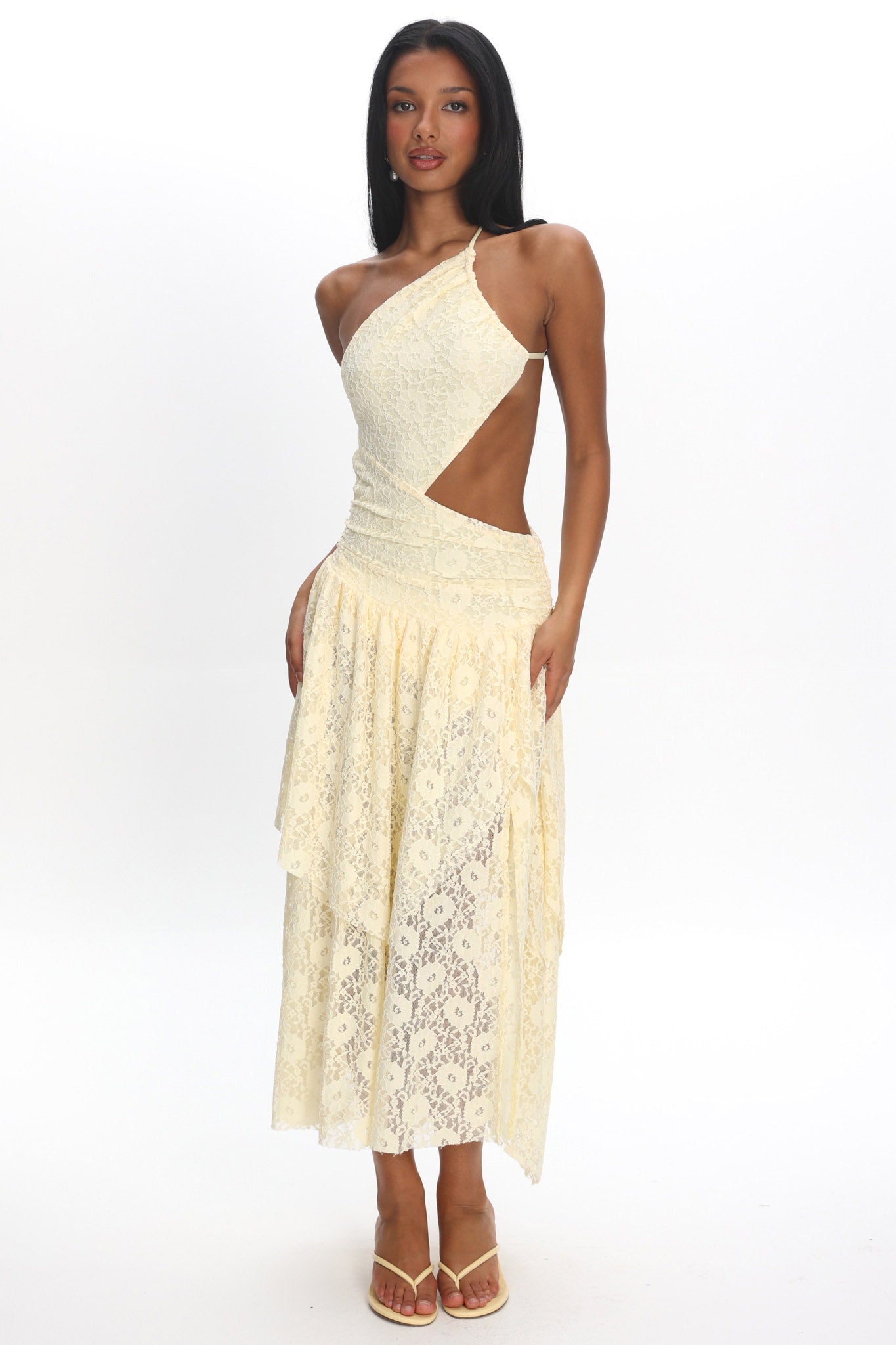 Call Back Cut-Out Waist Midi Dress Lace Butter Secondary image
