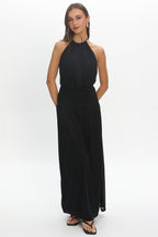 Entangled Backless Halter Maxi Dress Black