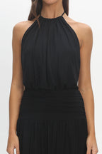 Entangled Backless Halter Maxi Dress Black