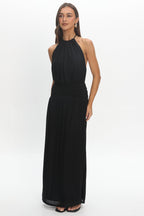 Entangled Backless Halter Maxi Dress Black