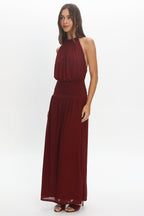Entangled Backless Halter Maxi Dress Cherry