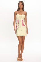 Evandra Sweetheart Neckline Strapless Mini Dress Lemon