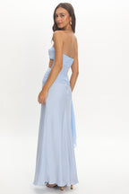 Indiyah Waist Sash Cut-Out Maxi Dress Blue
