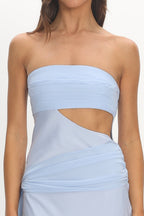 Indiyah Waist Sash Cut-Out Maxi Dress Blue