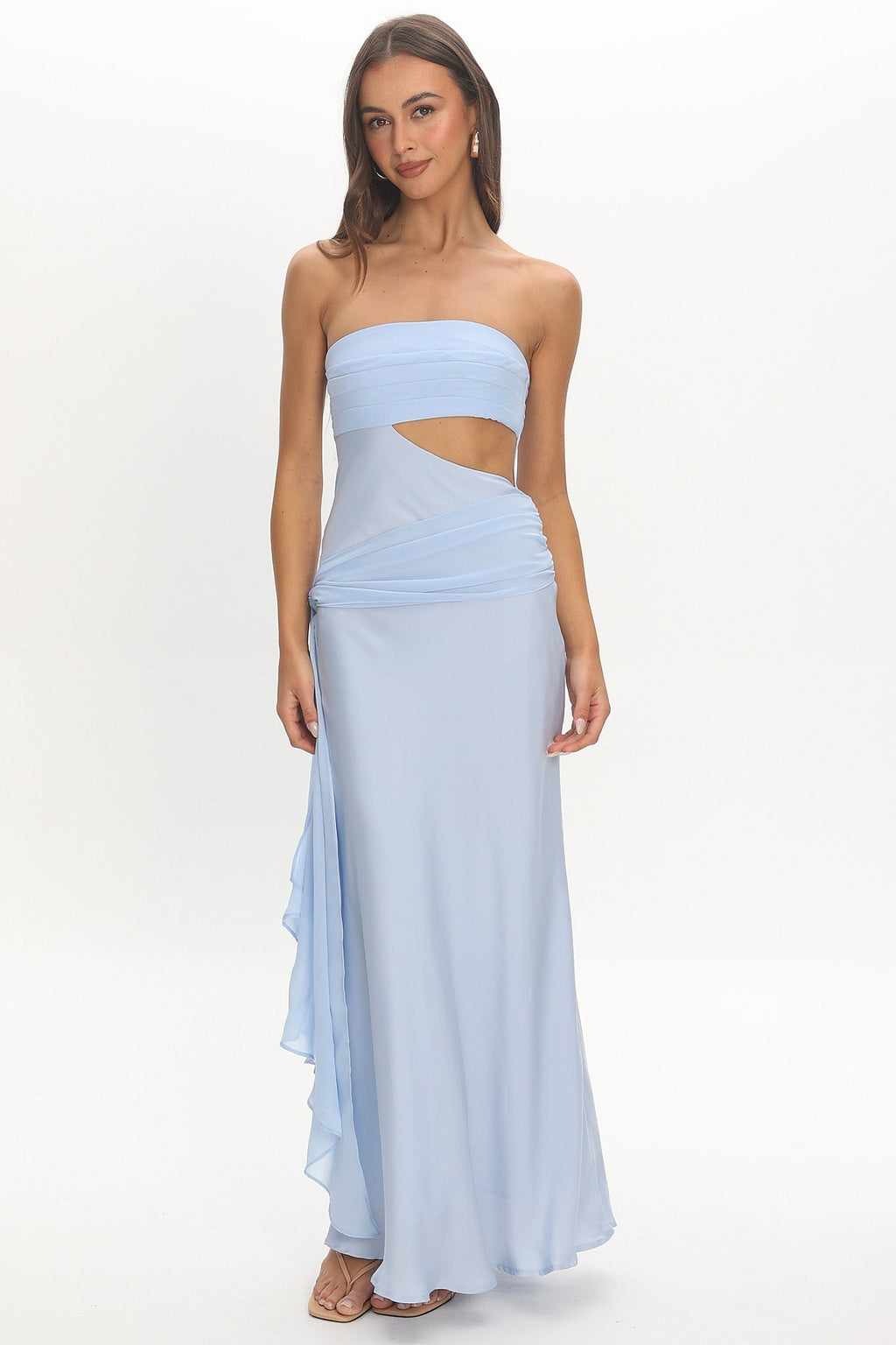Indiyah Waist Sash Cut-Out Maxi Dress Blue