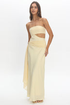 Indiyah Waist Sash Cut-Out Maxi Dress Butter