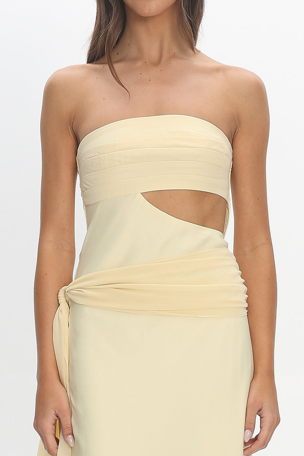Indiyah Waist Sash Cut-Out Maxi Dress Butter