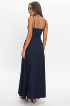 Waiting On Me Lace-Up Bodice Maxi Dress Navy