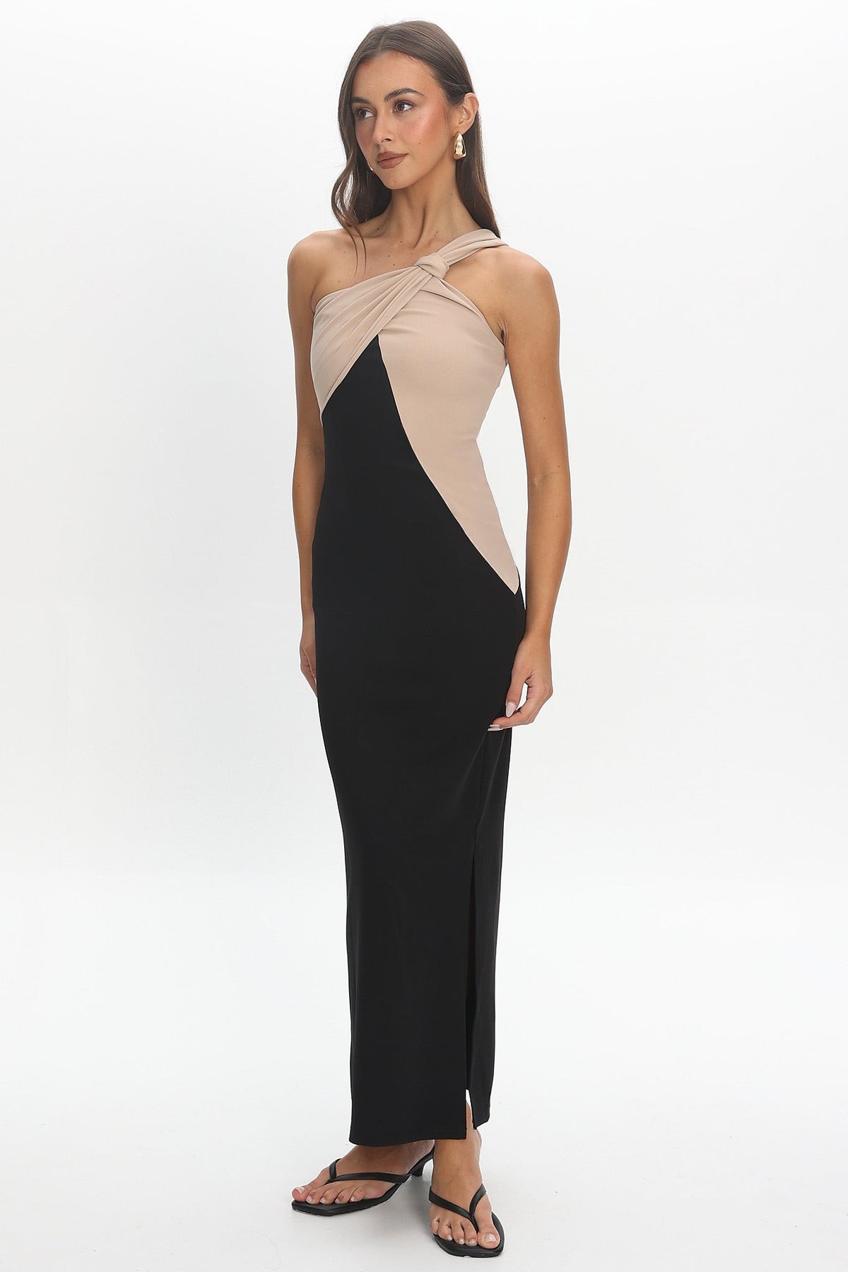 Maren Contrast Maxi Dress Black