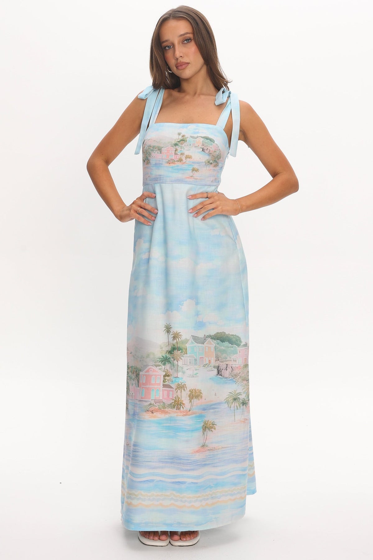 Cove Hideaway Tie Strap Maxi Dress Blue