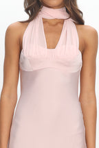 Tirsa Scarf Neck Satin Slip Gown Pink