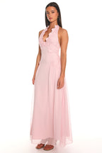 Pasadena Halter Maxi Dress Baby Pink