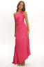 Amelie One-Shoulder Accordion Pleat Maxi Dress Floral Fuchsia
