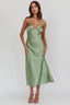 Felicity Pleat Bust Split Midi Dress Sage