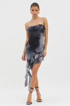 Won't Let Go Ruffle Trim Mini Dress Charcoal