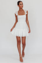 Franki Strappy Back Mini Dress Hail Spot White