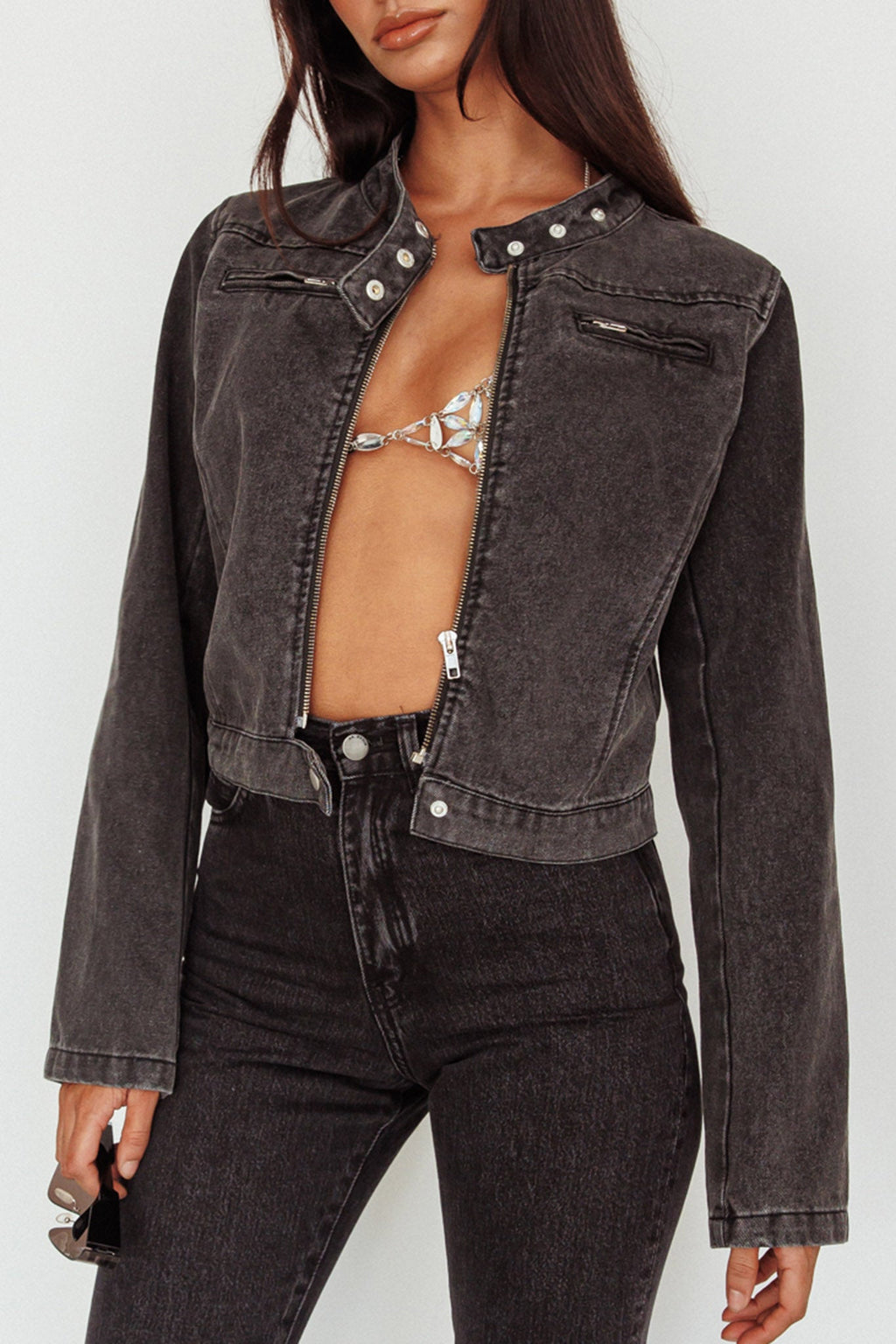 Girona Zipper Jacket Black Denim