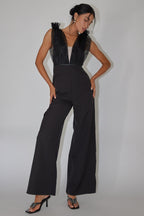 Lovinia Mesh Bodice Jumpsuit Black