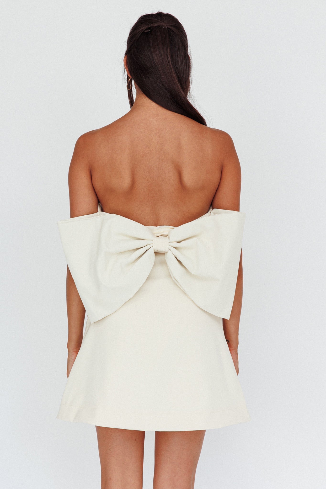 Made For Love Bow Back Mini Dress Ecru Secondary image