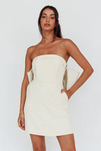 Made For Love Bow Back Mini Dress Ecru