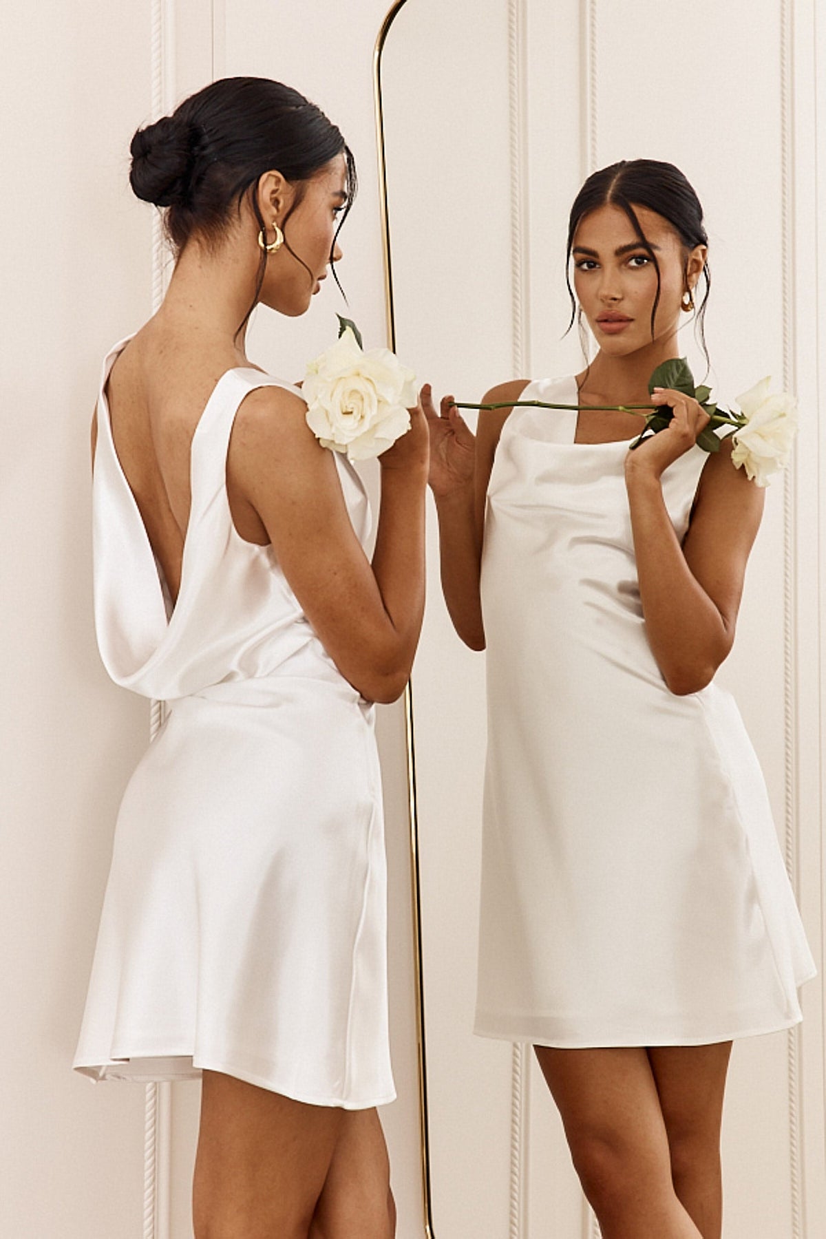 Casablanca Night Cowl Mini Dress White Main image