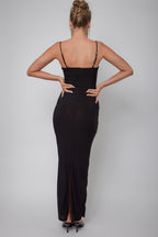 Ora Lace Bust Bodycon Maxi Dress Black