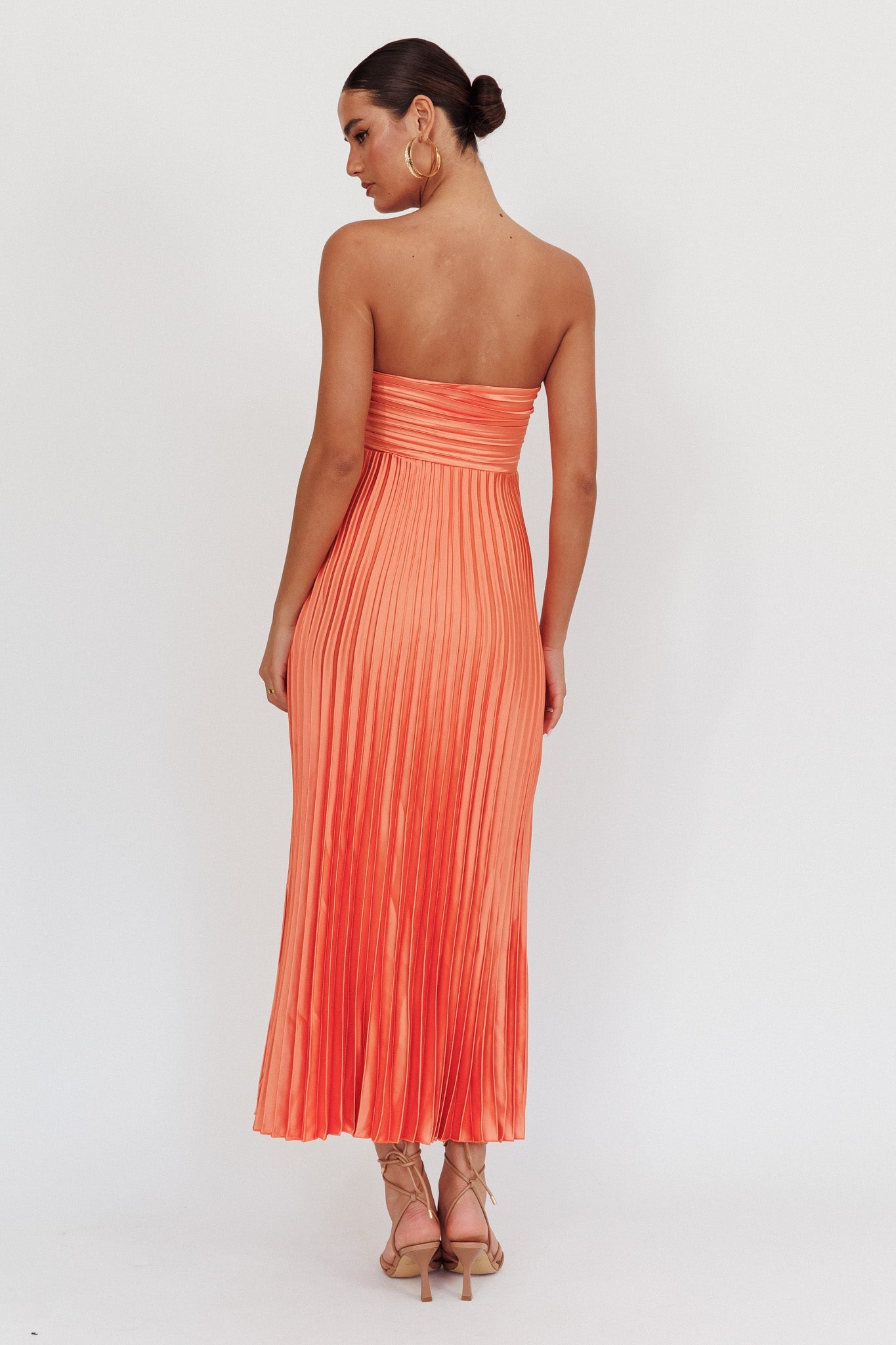 Wicked Games Strapless Pleated Maxi Dress Orange Secondary image