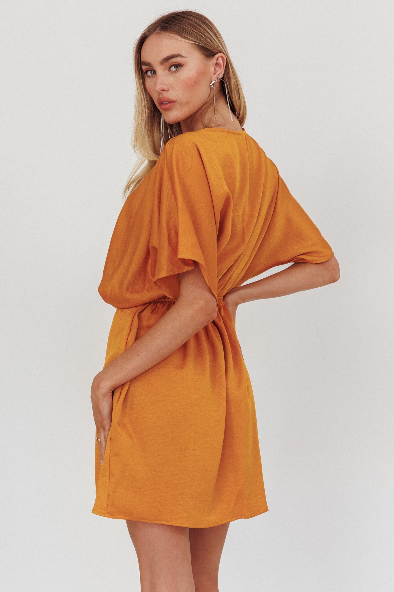 Lunisolar Flutter Sleeve Mini Dress Mustard Secondary image