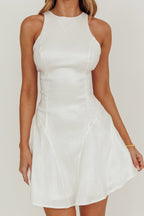 Dazzling Light Bow Mini Dress White