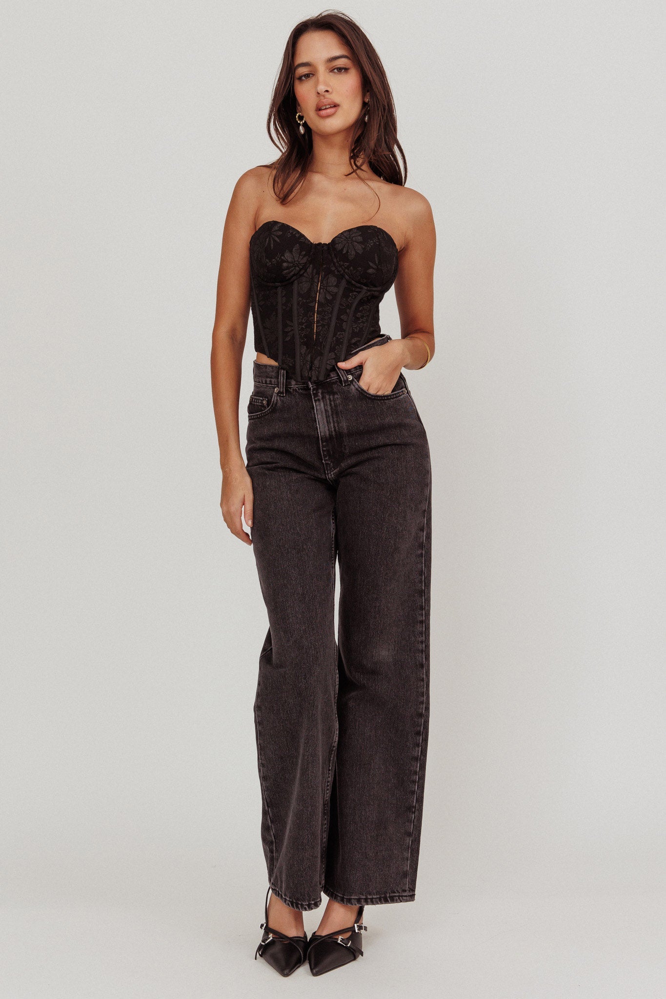Ziah Hook & Eye Corset Top Black Secondary image
