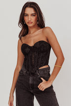Ziah Hook & Eye Corset Top Black