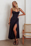 Zaira Tied Bust Lace-Up Maxi Dress Navy