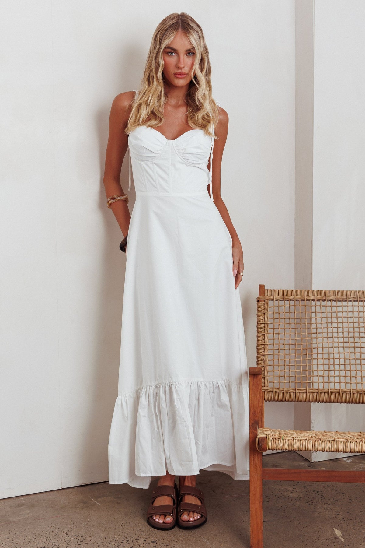 Anntonia Tied Shoulder Maxi Dress White Main image