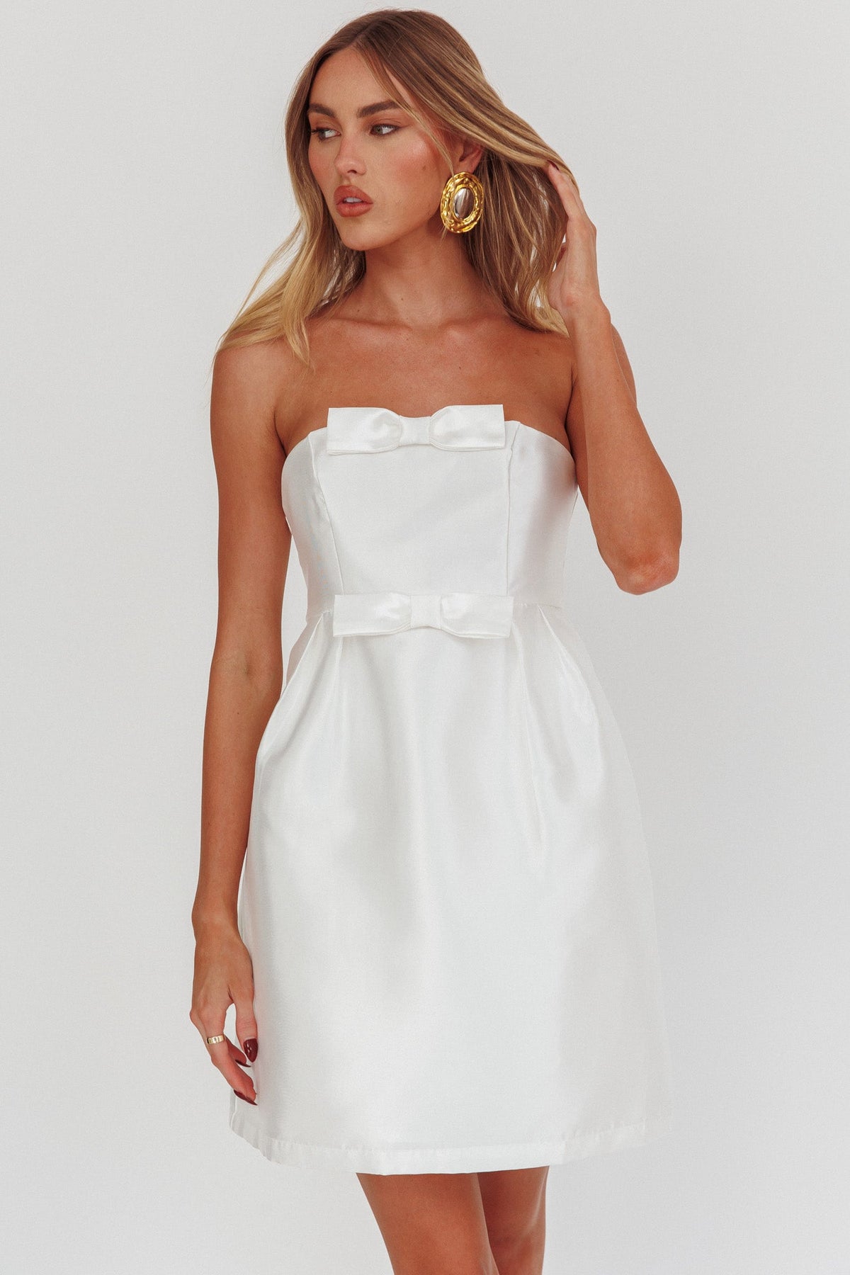 Waylon Double Bow Mini Dress Off White Main image