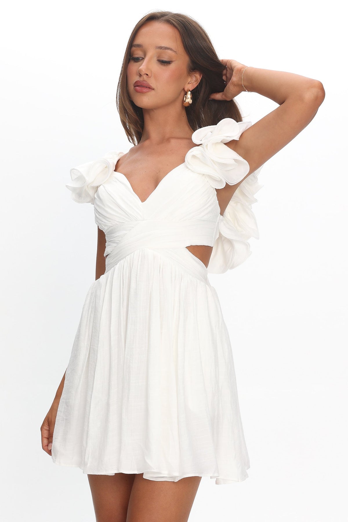 Adagio Lace-Up Back Mini Dress Off White Main image