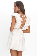 Adagio Lace-Up Back Mini Dress Off White
