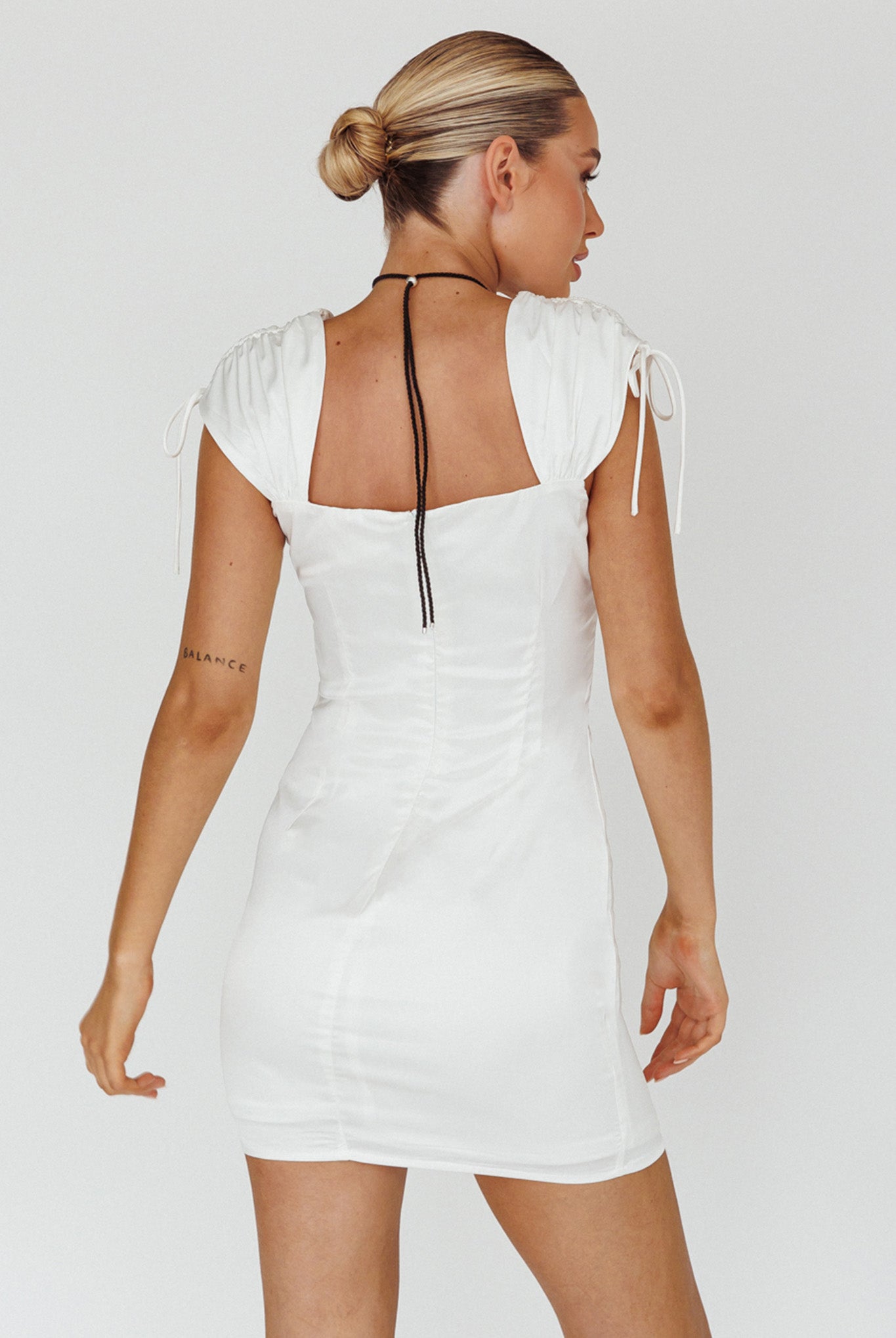 Yris String Tie Detail Mini Dress Off White Secondary image