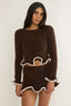 Pailin Lettuce Edge Knit Top Brown