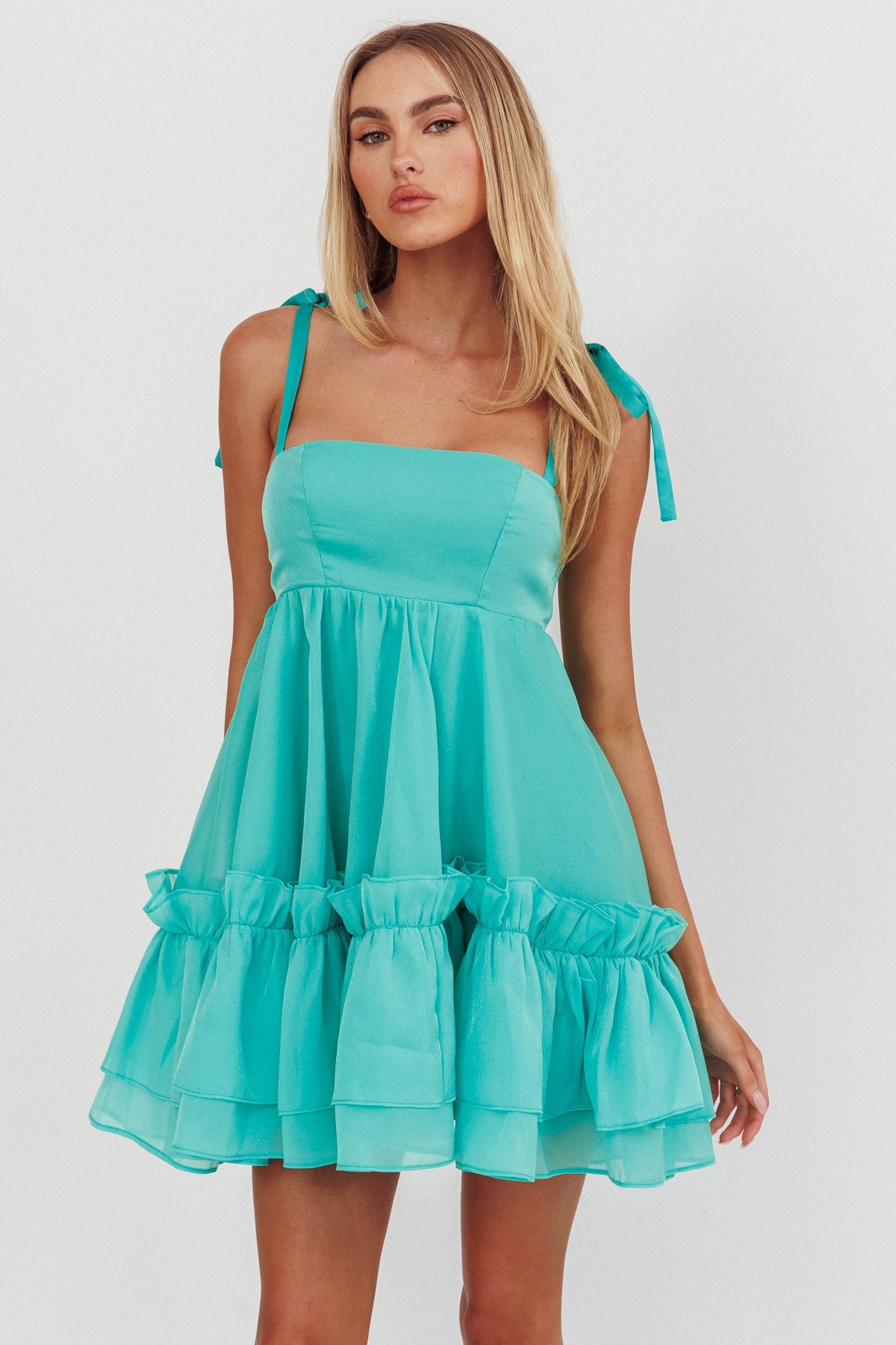Dream Chaser Frill Hem Babydoll Dress Green Main image