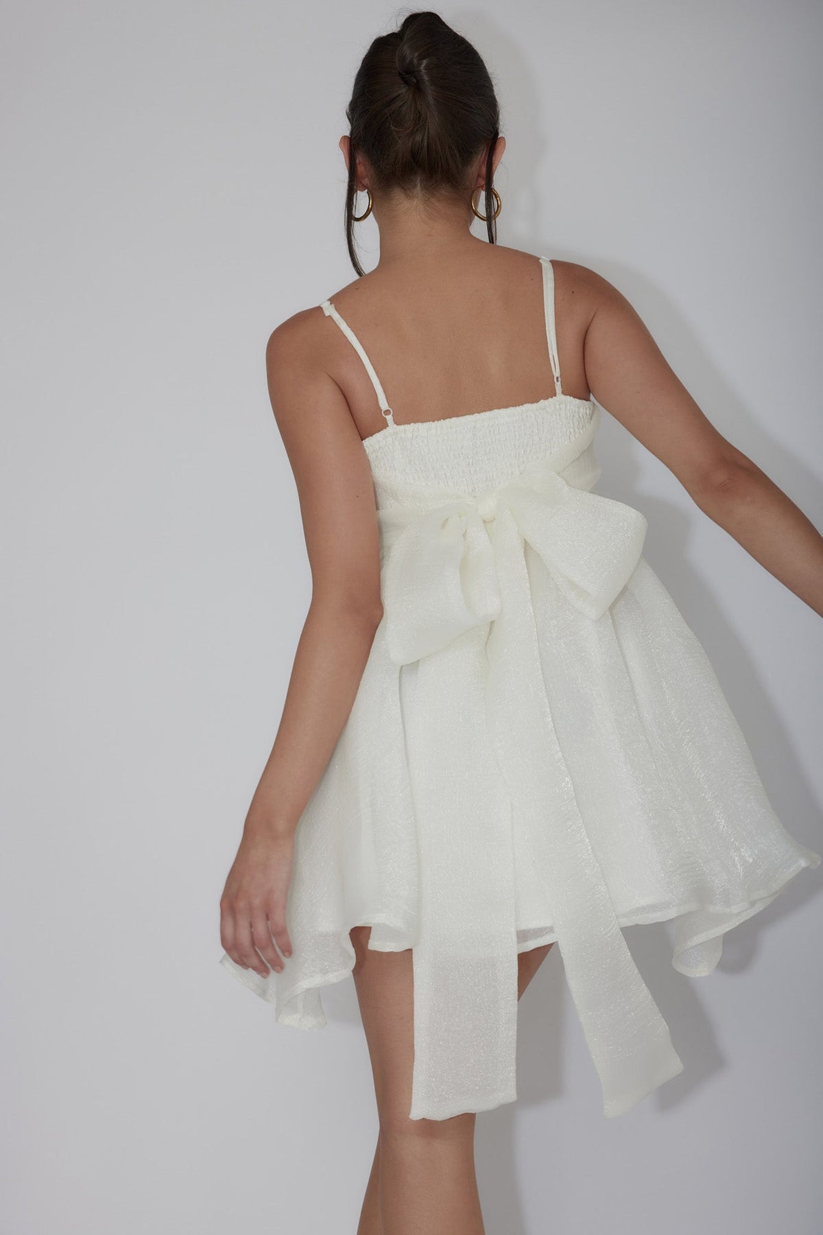 Diaz Bow Back Babydoll Mini Dress Ivory Main image
