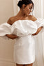 Dream Time Puffed Neckline Mini Dress Off White