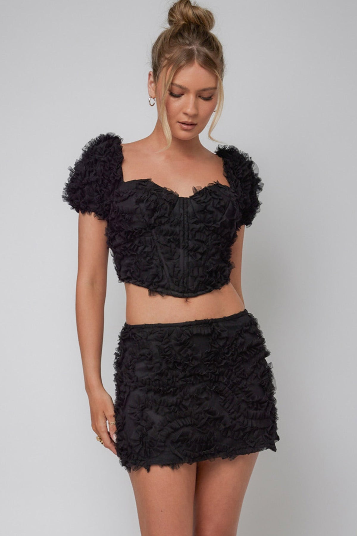 Cielito Embellished Crop Top Black Main image