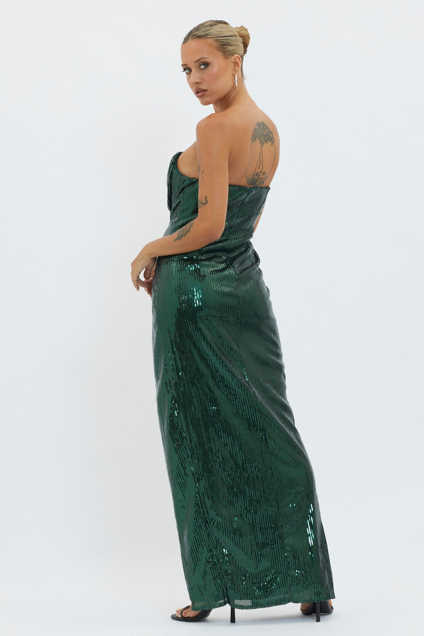 Angel Energy Strapless Sequin Maxi Dress Hunter Green Secondary image