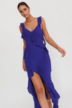 Joyride Ruffle Maxi Dress Royal Blue