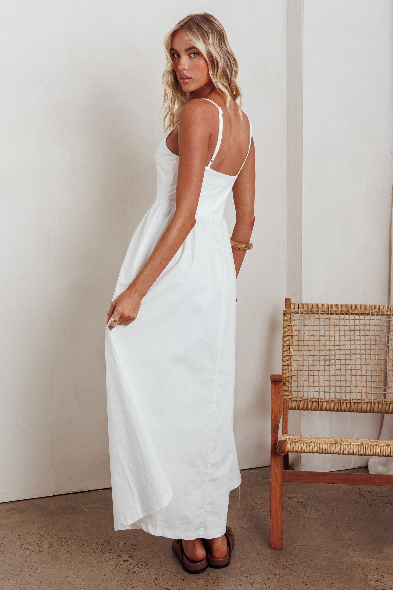 Yelizaveta Side Pocket Maxi Dress White Secondary image
